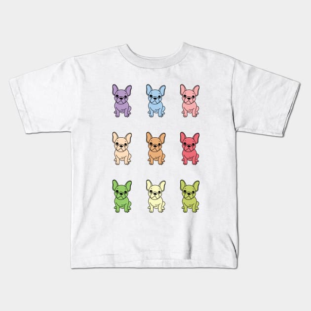 Cute French Bulldog Sticker pack Kids T-Shirt by Kawaii Bomb